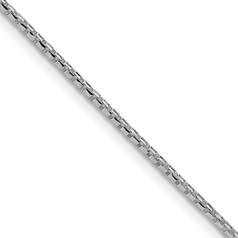 Sterling Silver Rhodium-Plated 1.5mm Diamond-Cut Round Box Chain