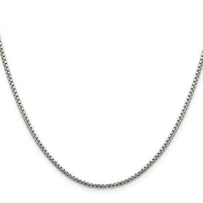 16 Inch Sterling Silver 1.75mm Diamond-Cut Round Box Chain Necklace