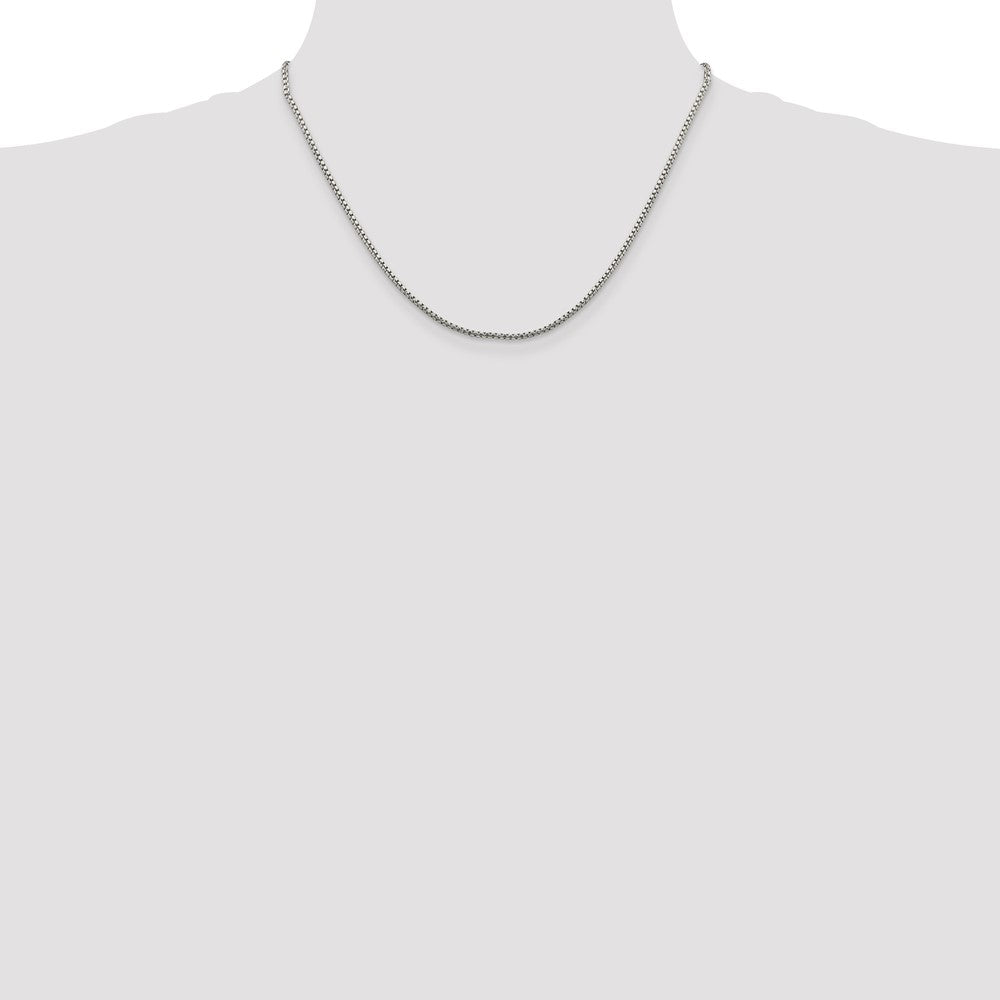 18 Inch Sterling Silver 1.75mm Diamond-Cut Round Box Chain Necklace