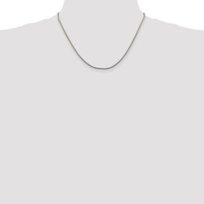 18 Inch Sterling Silver 1.75mm Diamond-Cut Round Box Chain Necklace