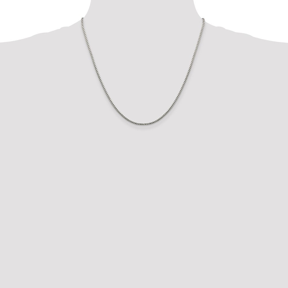 20 Inch Sterling Silver 1.75mm Diamond-Cut Round Box Chain Necklace