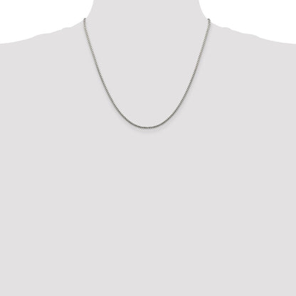 20 Inch Sterling Silver 1.75mm Diamond-Cut Round Box Chain Necklace