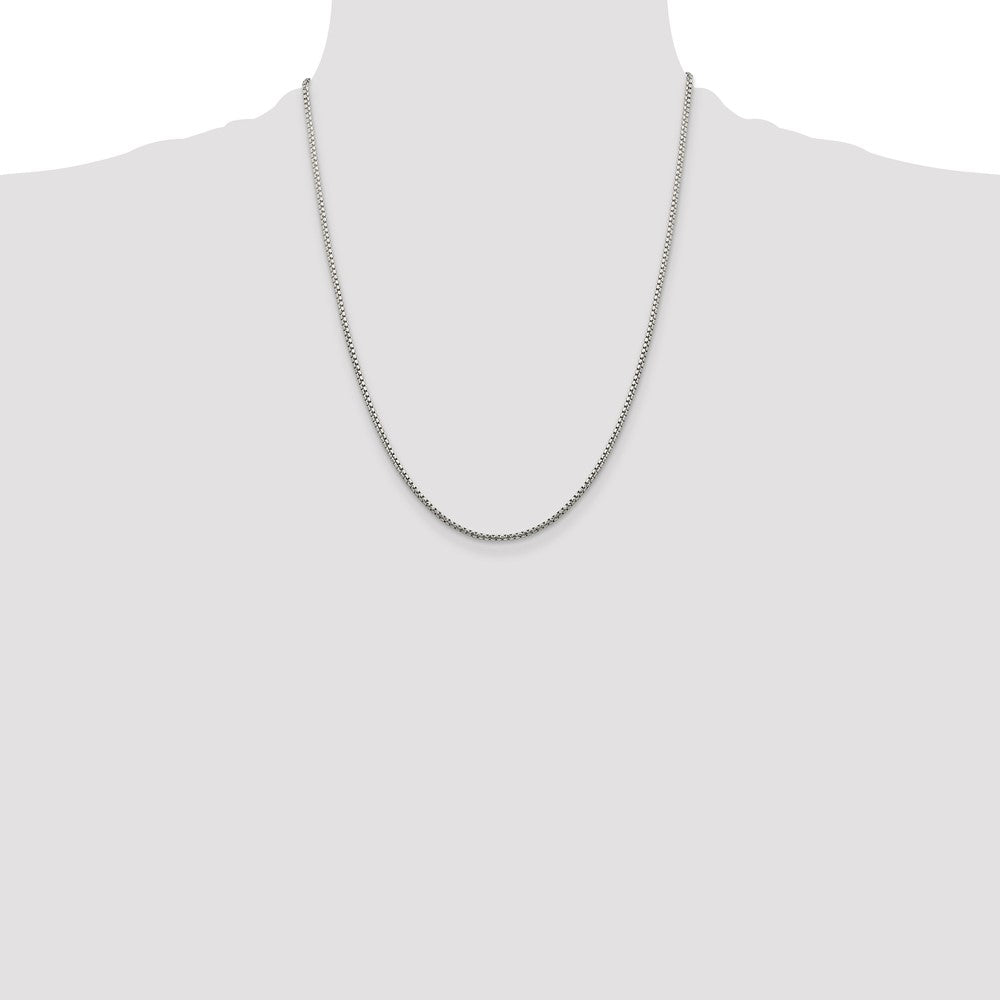 22 Inch Sterling Silver 1.75mm Diamond-Cut Round Box Chain Necklace