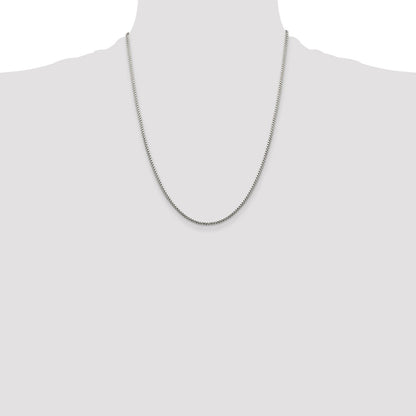 22 Inch Sterling Silver 1.75mm Diamond-Cut Round Box Chain Necklace