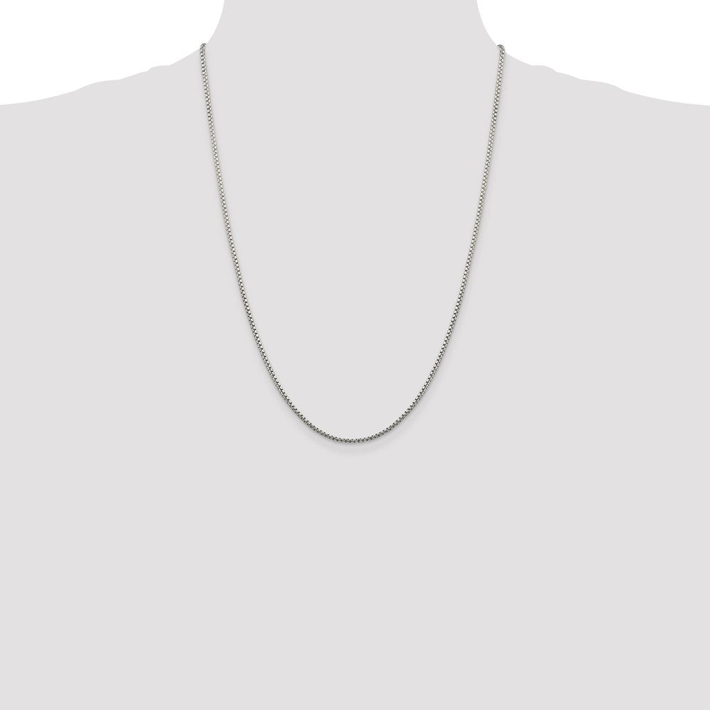 24 Inch Sterling Silver 1.75mm Diamond-Cut Round Box Chain Necklace