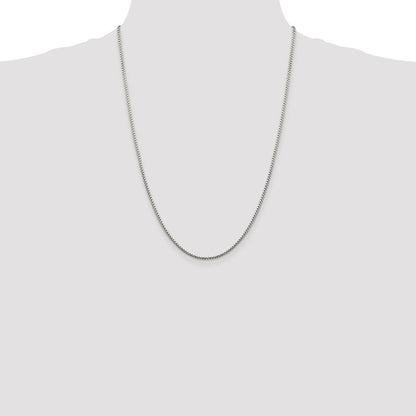 24 Inch Sterling Silver 1.75mm Diamond-Cut Round Box Chain Necklace