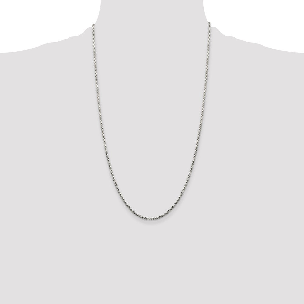 26 Inch Sterling Silver 1.75mm Diamond-Cut Round Box Chain Necklace