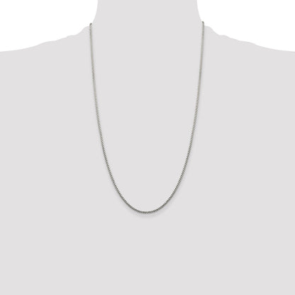 26 Inch Sterling Silver 1.75mm Diamond-Cut Round Box Chain Necklace