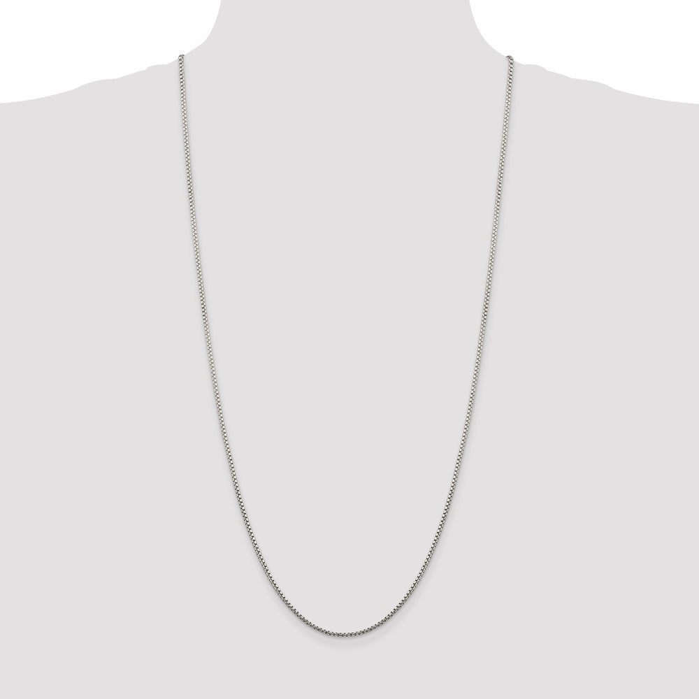 30 Inch Sterling Silver 1.75mm Diamond-Cut Round Box Chain Necklace