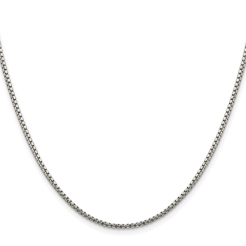 Sterling Silver Rhodium-Plated 1.75mm Diamond-Cut Round Box Chain