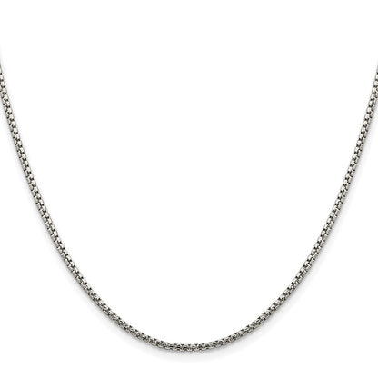 Sterling Silver Rhodium-Plated 1.75mm Diamond-Cut Round Box Chain