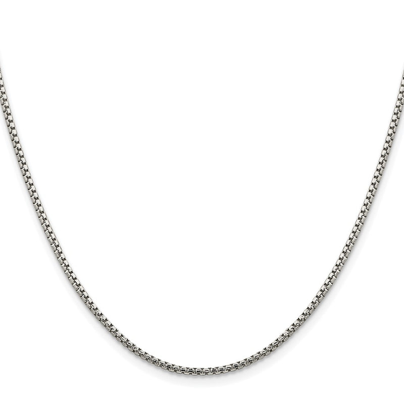 Sterling Silver Rhodium-Plated 1.75mm Diamond-Cut Round Box Chain