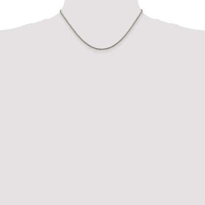 Sterling Silver Rhodium-Plated 1.75mm Diamond-Cut Round Box Chain