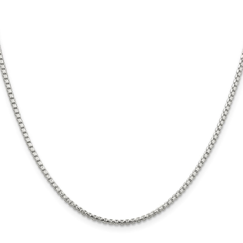 36 Inch Sterling Silver 2mm Diamond-Cut Round Box Chain Necklace