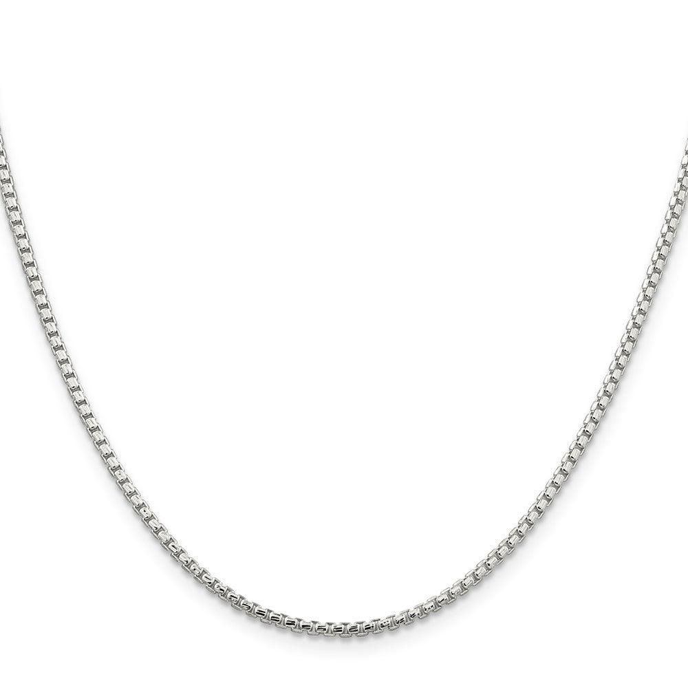 18 Inch Sterling Silver 2mm Diamond-Cut Round Box Chain Necklace