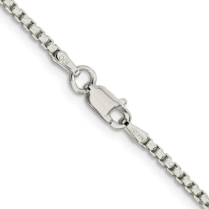 20 Inch Sterling Silver 2mm Diamond-Cut Round Box Chain Necklace