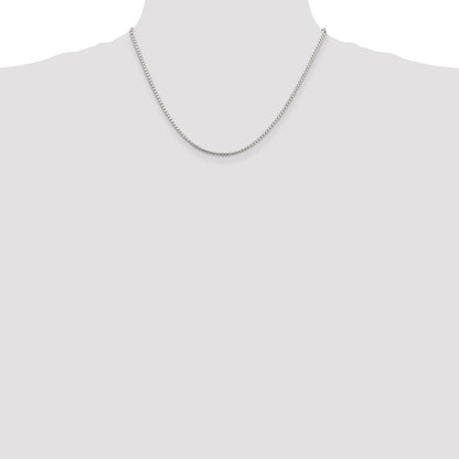 18 Inch Sterling Silver 2mm Diamond-Cut Round Box Chain Necklace