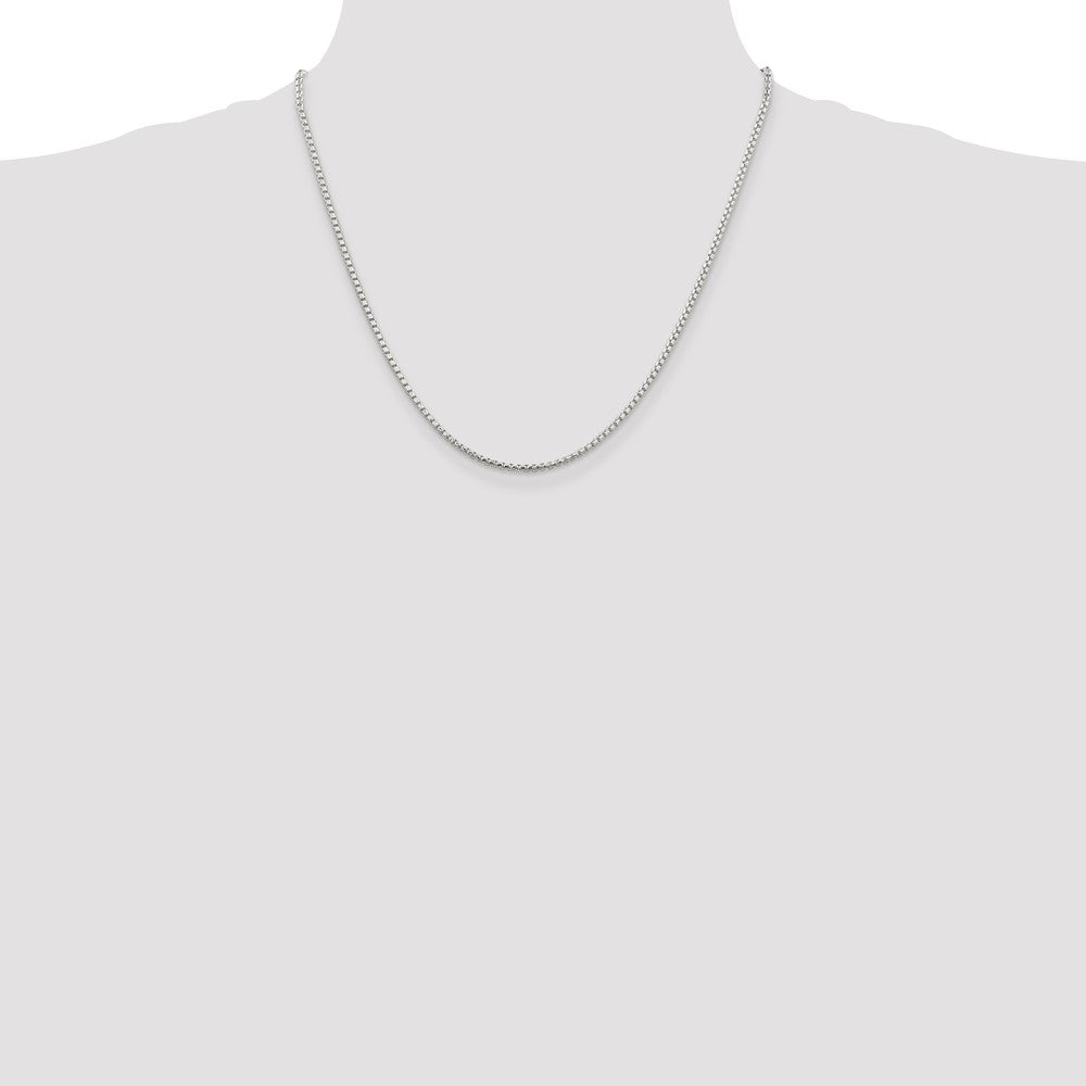 20 Inch Sterling Silver 2mm Diamond-Cut Round Box Chain Necklace