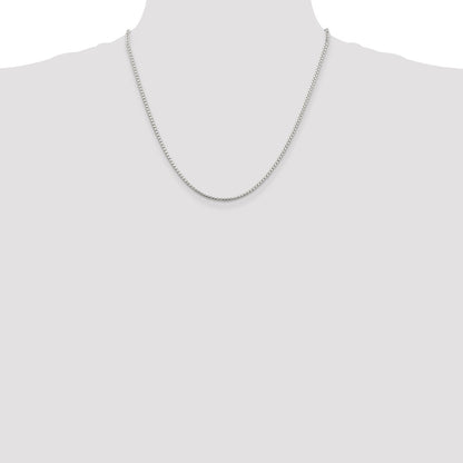 20 Inch Sterling Silver 2mm Diamond-Cut Round Box Chain Necklace