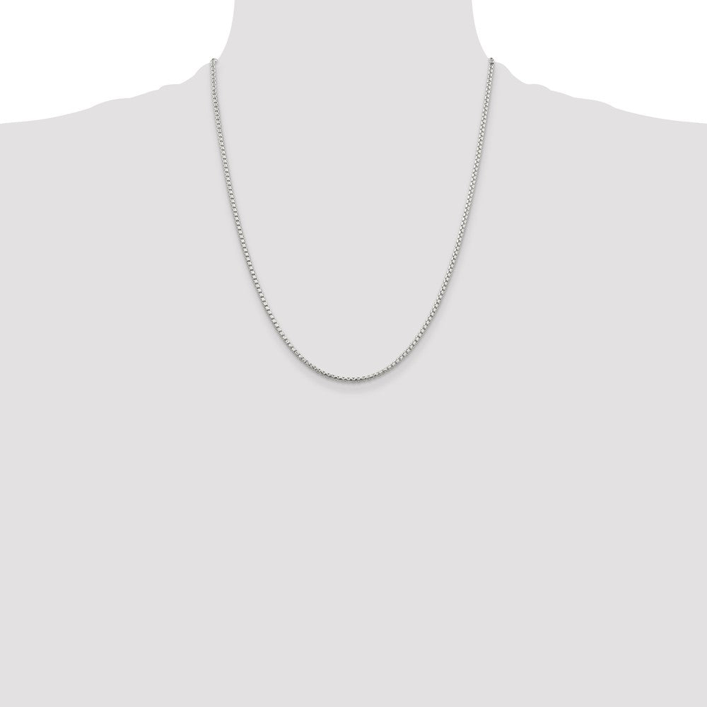 22 Inch Sterling Silver 2mm Diamond-Cut Round Box Chain Necklace