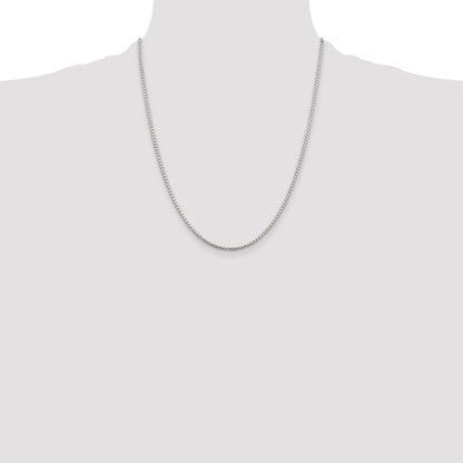 22 Inch Sterling Silver 2mm Diamond-Cut Round Box Chain Necklace