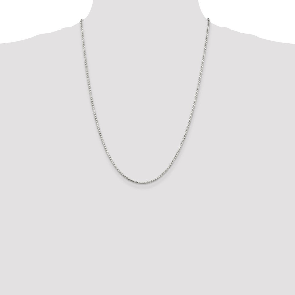 24 Inch Sterling Silver 2mm Diamond-Cut Round Box Chain Necklace