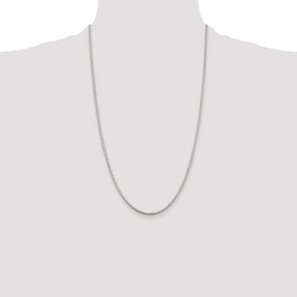26 Inch Sterling Silver 2mm Diamond-Cut Round Box Chain Necklace