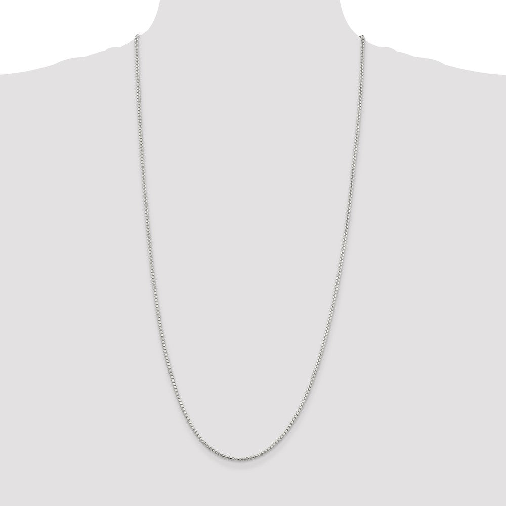 30 Inch Sterling Silver 2mm Diamond-Cut Round Box Chain Necklace