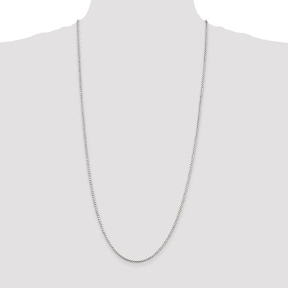 30 Inch Sterling Silver 2mm Diamond-Cut Round Box Chain Necklace