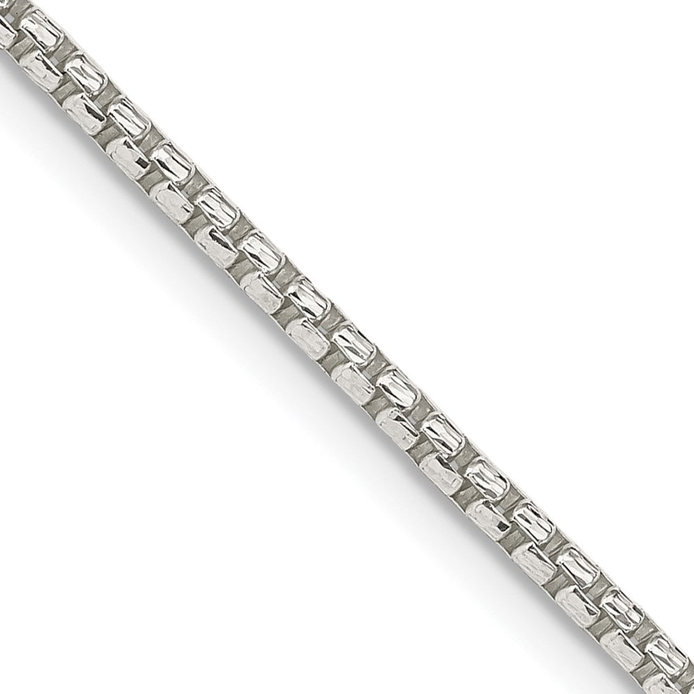 24 Inch Sterling Silver 2mm Diamond-Cut Round Box Chain Necklace