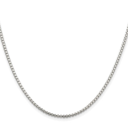Sterling Silver Rhodium-Plated 2mm Diamond-Cut Round Box Chain