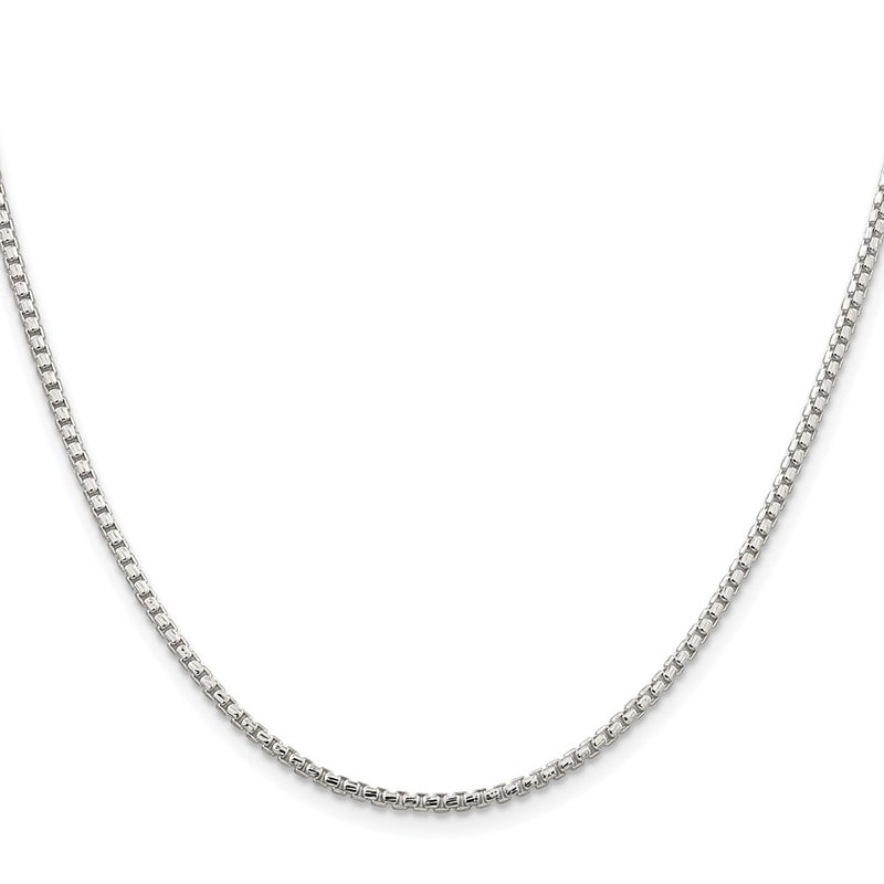 Sterling Silver Rhodium-Plated 2mm Diamond-Cut Round Box Chain
