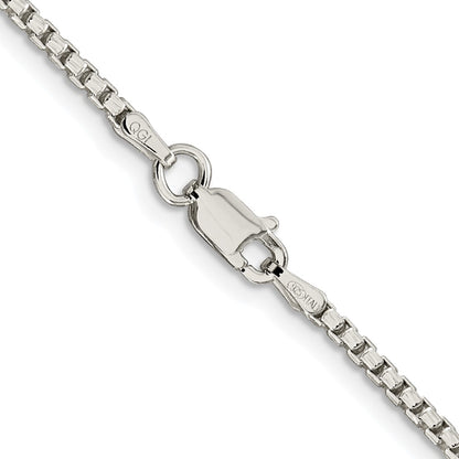 Sterling Silver Rhodium-Plated 2mm Diamond-Cut Round Box Chain