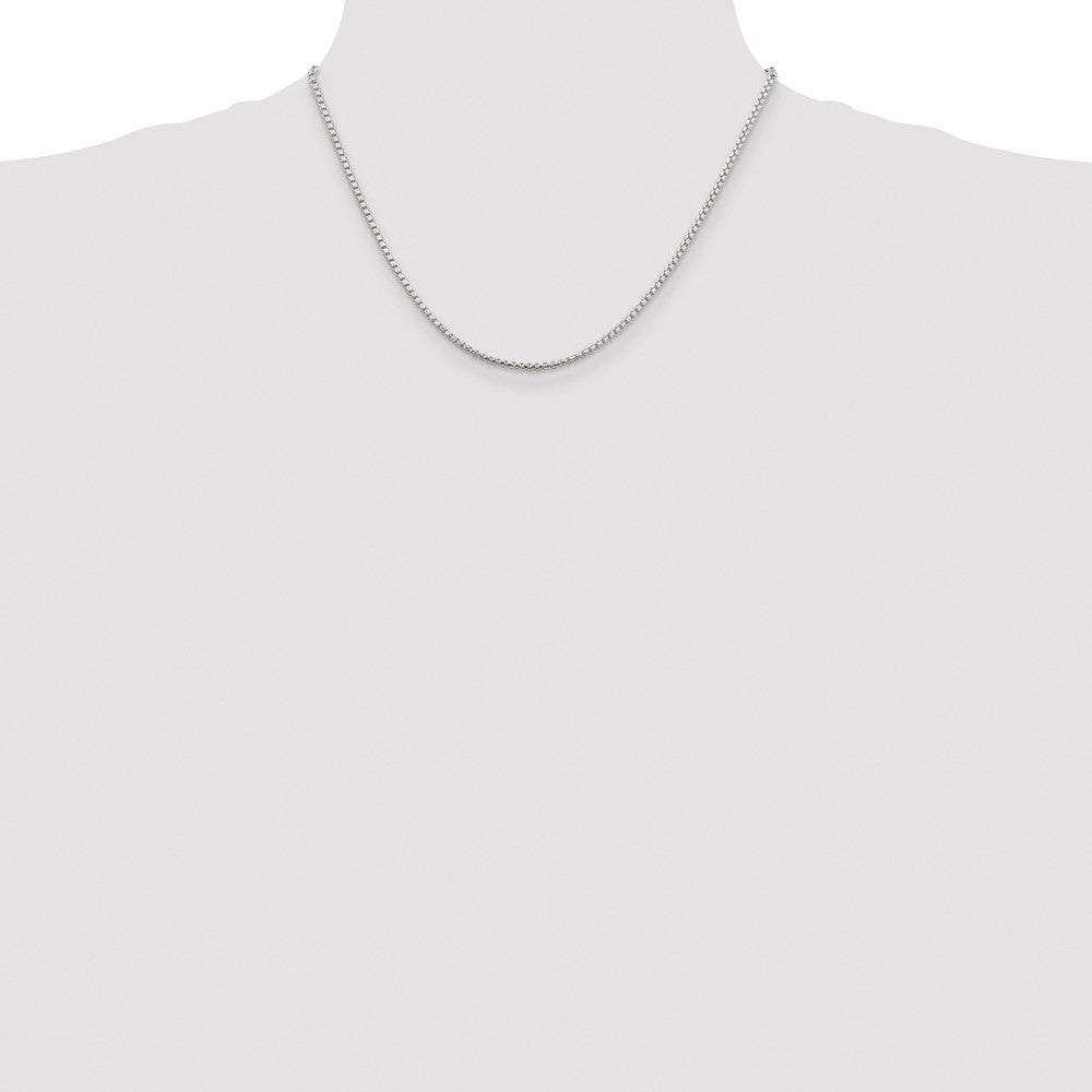 Sterling Silver Rhodium-Plated 2mm Diamond-Cut Round Box Chain