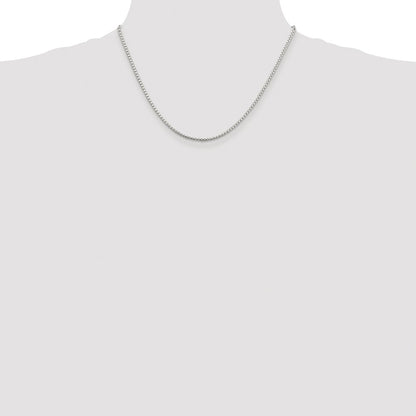 Sterling Silver Rhodium-Plated 2mm Diamond-Cut Round Box Chain