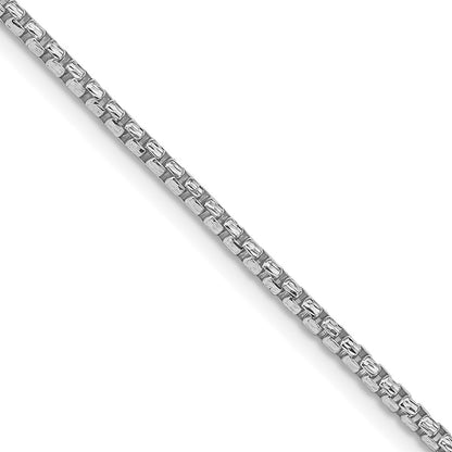 Sterling Silver Rhodium-Plated 2mm Diamond-Cut Round Box Chain