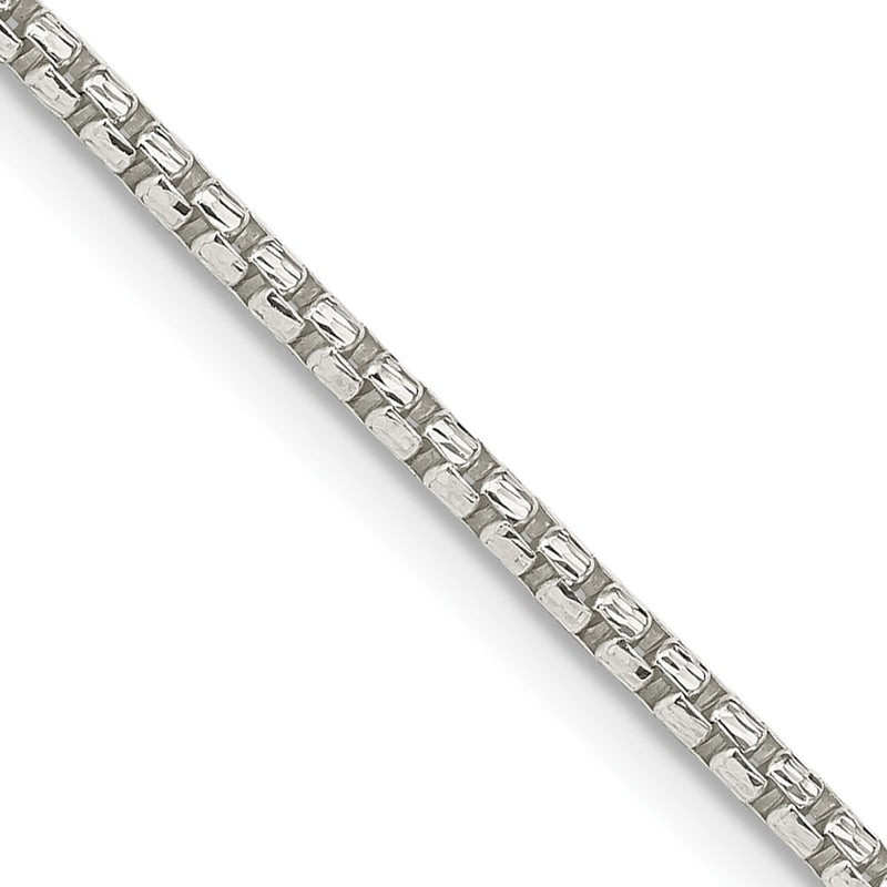 18 Inch Sterling Silver 2mm Diamond-Cut Round Box Chain Necklace