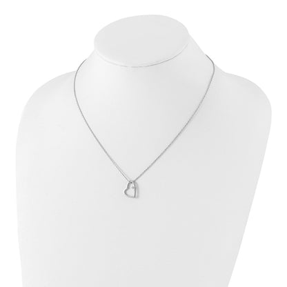 Sterling Silver White Ice Rhodium-Plated 18 Inch Diamond Open Heart Necklace With 2 Extender