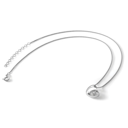 Sterling Silver White Ice Rhodium-Plated 18 Inch Diamond Open Heart Necklace With 2 Extender
