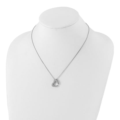 Sterling Silver White Ice Rhodium-Plated 18 Inch Diamond Heart Necklace With 2 Extender
