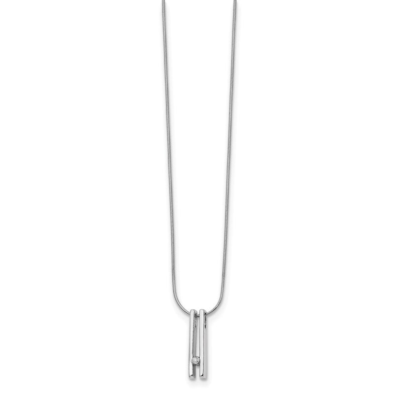 Sterling Silver White Ice Rhodium-Plated 18 Inch Diamond Necklace With 2 Extender