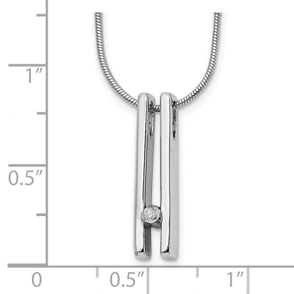 Sterling Silver White Ice Rhodium-Plated 18 Inch Diamond Necklace With 2 Extender