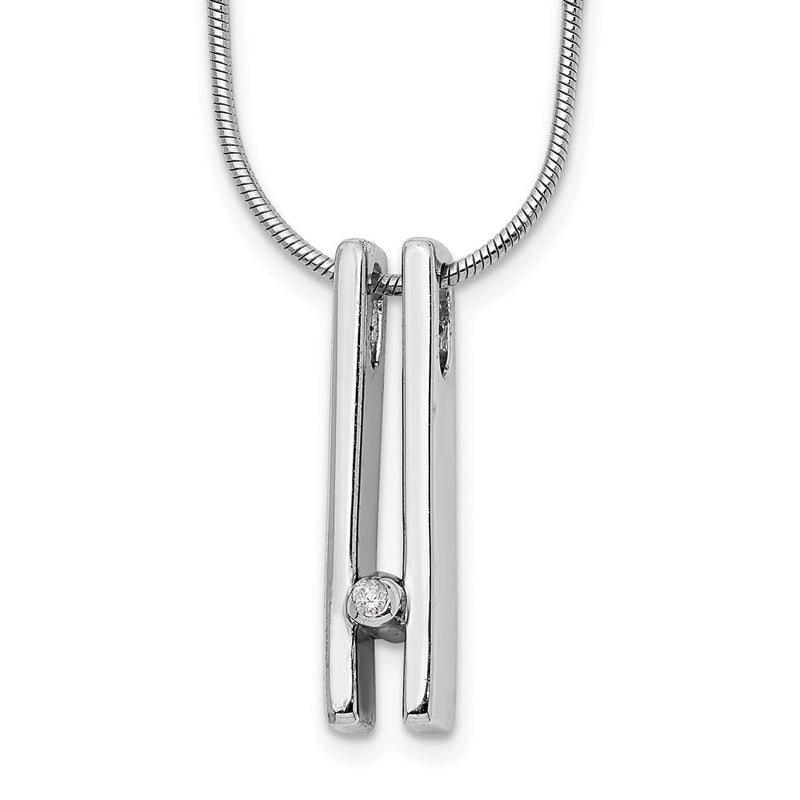 Sterling Silver White Ice Rhodium-Plated 18 Inch Diamond Necklace With 2 Extender
