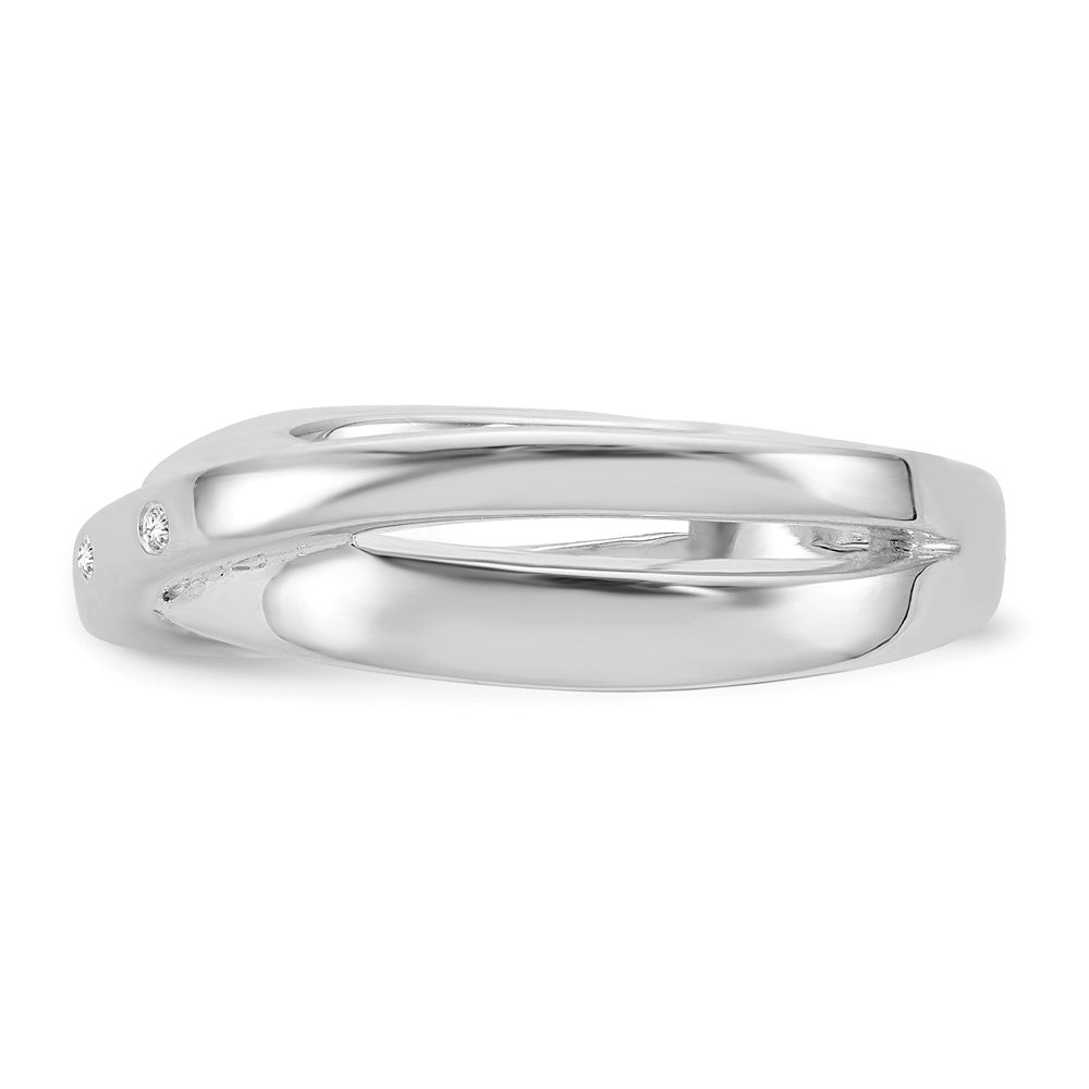 Sterling Silver White Ice Rhodium-Plated Diamond X Ring