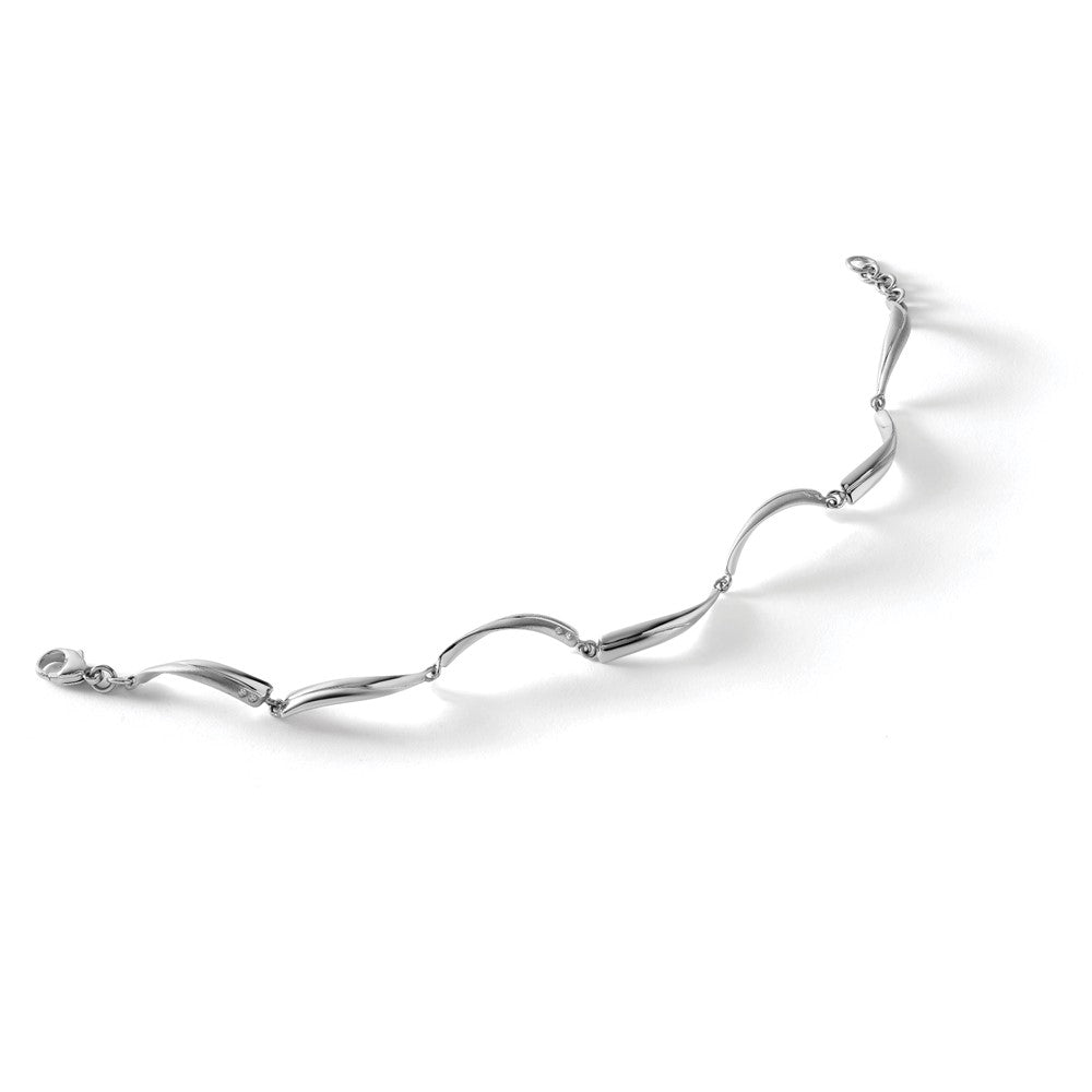 Sterling Silver White Ice Rhodium-Plated Satin And Polished Diamond 7.5 Inch Bracelet With 1 Extender