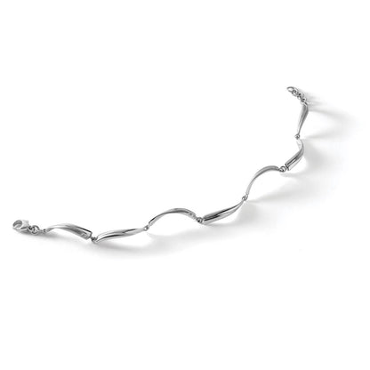 Sterling Silver White Ice Rhodium-Plated Satin And Polished Diamond 7.5 Inch Bracelet With 1 Extender