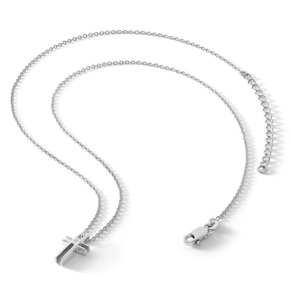 Sterling Silver White Ice Rhodium-Plated 18 Inch Diamond Cross Necklace With 2 Extender