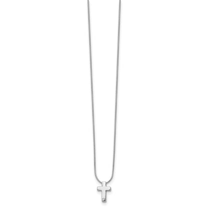 Sterling Silver White Ice Rhodium-Plated 18 Inch Diamond Cross Necklace With 2 Extender