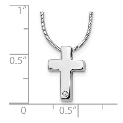 Sterling Silver White Ice Rhodium-Plated 18 Inch Diamond Cross Necklace With 2 Extender