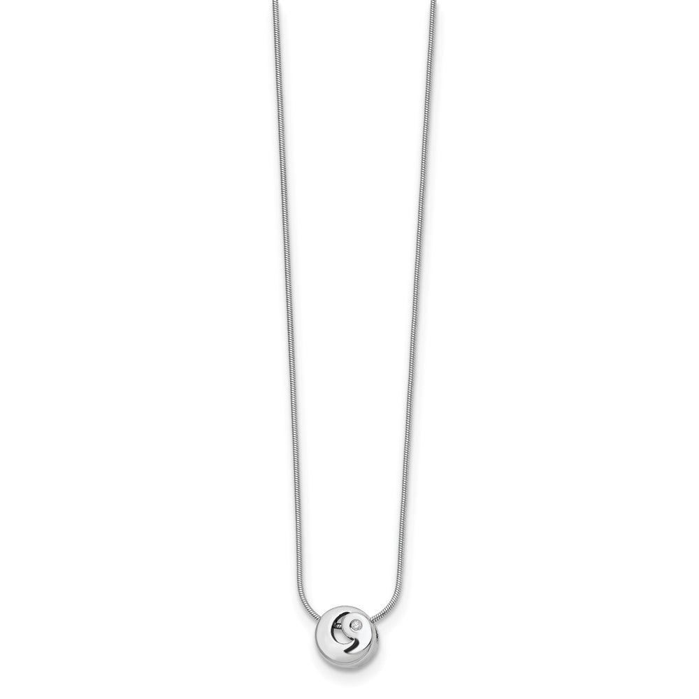 Sterling Silver White Ice Rhodium-Plated 18 Inch Diamond Necklace With 2 Extender